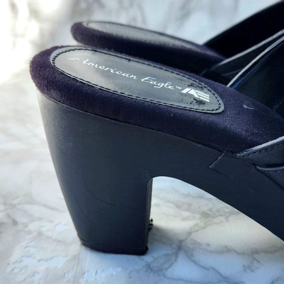 VTG American Eagle Studded Chunky Heeled Slip-on Moto Platform Mules Clogs (7.5) - Picture 7 of 12